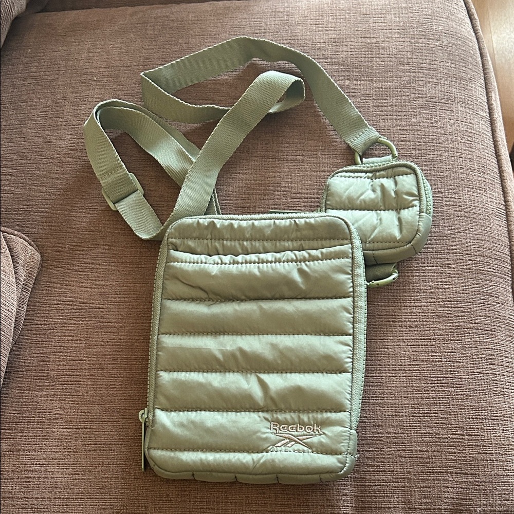 Reebok Sage Green Quilted Crossbody Bag